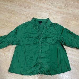 Lane Bryant Green Button Down Top Size 26/28W